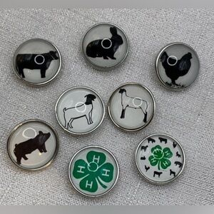 4H Animal Snap Button Charms - Set of 8
